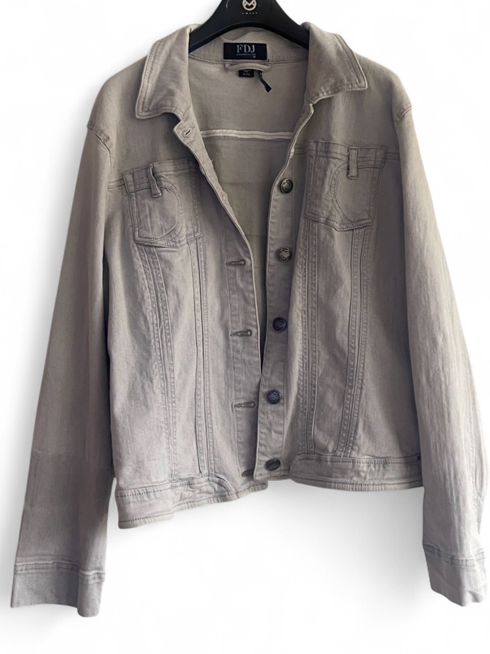 FDJ Embroidered Oversized Denim Jacket Pale Wash Gray - SIZE XL
